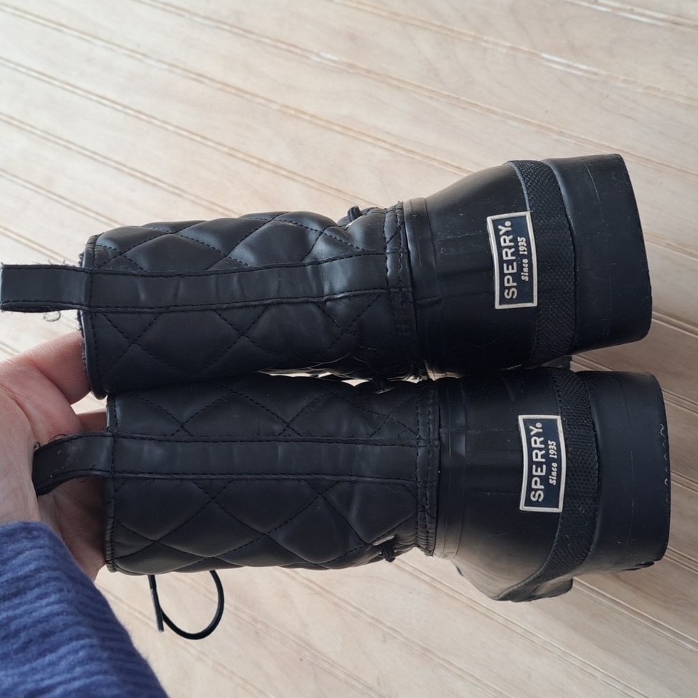Sperry Saltwater Top Sider Quilted Lace Up Fleece Lined Rubber Winter Duck Boots - Picture 4 of 11